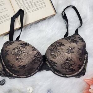 Victoria's Secret BIOFIT Women Bra Unlined‎ Full Coverage Lace Beige Size 34D